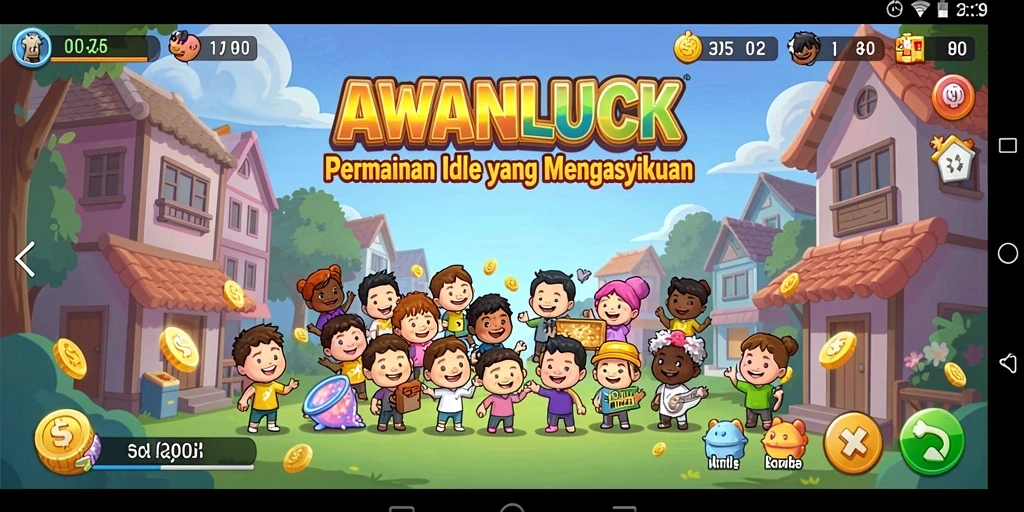 Tangkapan layar gameplay AWANLUCK menampilkan suasana permainan Idle yang menarik.