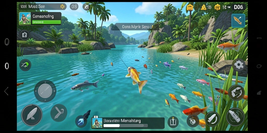 Tampilan gameplay seru D06 dengan aksi memancing yang menarik.