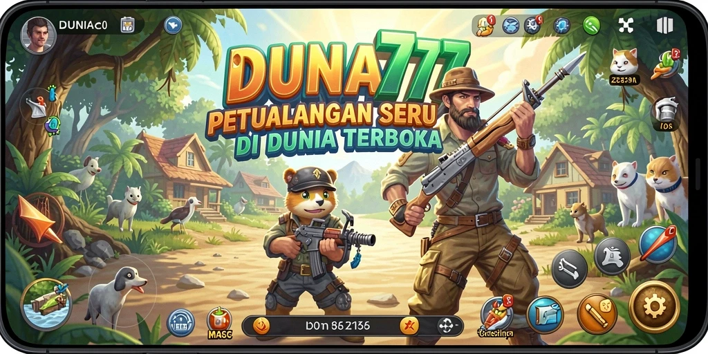 Screenshot dari gameplay DUNIA777 yang menunjukkan penjelajahan dunia terbuka.