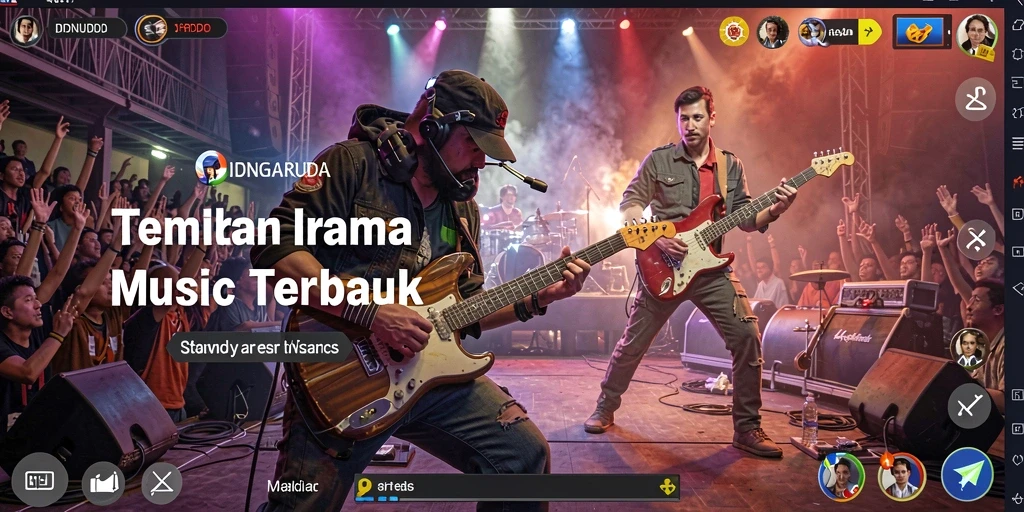 Tampilan gameplay interaktif IDNGARUDA dengan musik dan kompetisi.