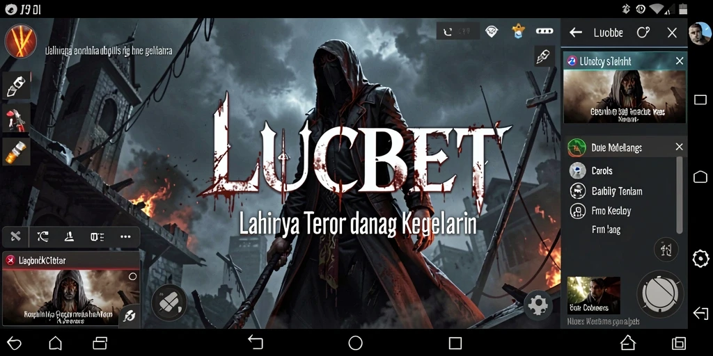 Screenshot gameplay menakutkan dari LUCUBET dengan suasana kelam.