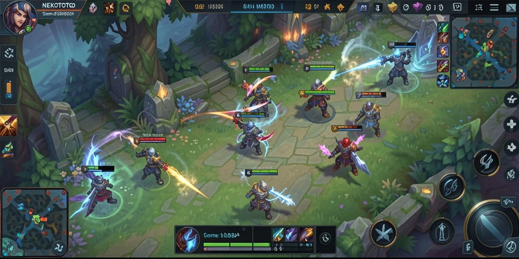 Tampilan aksi ketegangan gameplay MOBA NEKOTOTO.