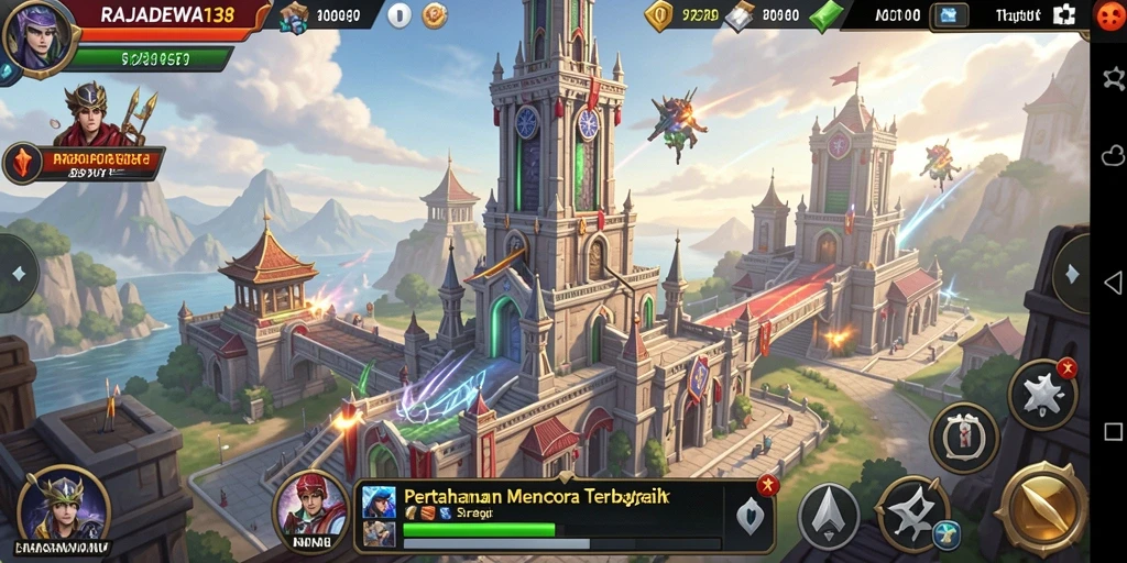 Screenshot gameplay RAJADEWA138 dengan menara strategis yang siap bertahan.
