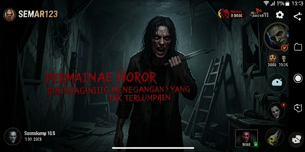 Tangkapan layar gameplay SEMAR123 menampilkan suasana horor yang mencekam.